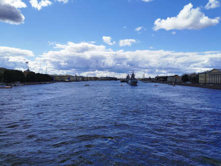 View from the bridge of the Frigate Admiral of the Fleet Kasatonov and the Corvette Stoyky in the...
