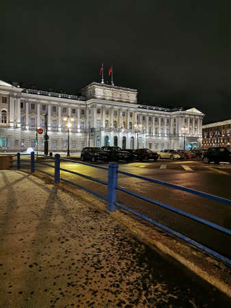 Saint Petersburg. Russia. View from the Blue Bridge to the Mariinsky Palace of St. Petersburg with a...