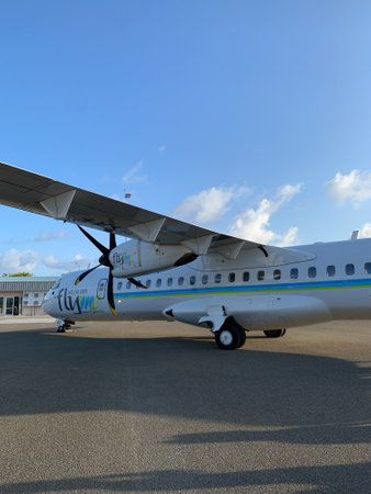 Maldives. Day in the Maldives, a small white plane at the airport, designed to transport tourists...