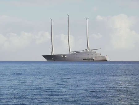 Protaras. Famagusta area. Cyprus. The largest sailing yacht in the world, an eight-deck motorsailer...