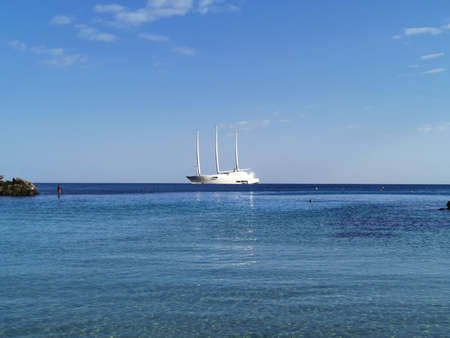 Protaras. Famagusta area. Cyprus. The largest sailing yacht in the world, an eight-deck motorsailer...