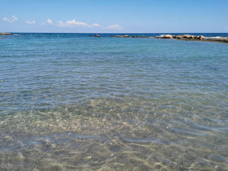 Protaras. Famagusta area. Cyprus. A small beach in the bay of the Mediterranean Sea with clear water...