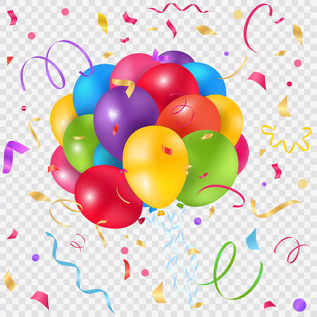 balloons and confetti transparent backgroundのイラスト素材