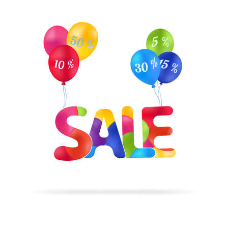Print multicolored letters sale balloonsのイラスト素材