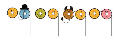 Print Photo booth props emotions donuts vector illustrationsの写真素材