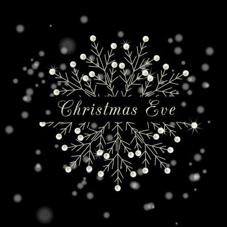 print christmas eve snow-flakes holiday winter vector illustrationの写真素材
