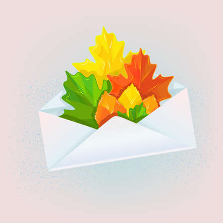 envelope with autumn leaves art vector elementのイラスト素材