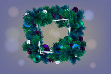 Christmas frame for text on purple New Year'sのイラスト素材