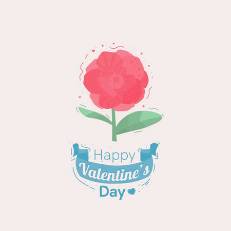 happy Valentine's day beautiful stylized roseのイラスト素材