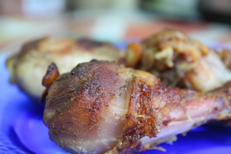 Delicious fried chicken drumsticks.の写真素材