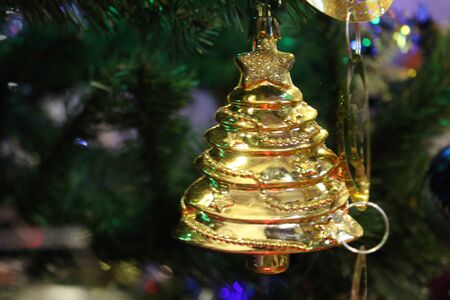 Christmas tree with shiny decorations, toysの写真素材