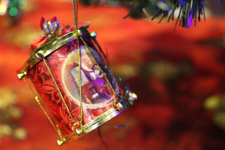 Christmas tree with shiny decorations, toysの写真素材