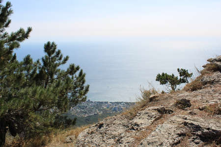 beautiful view from AI-Petri mountain on the Black sea in autumn in Crimea