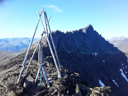 The highest point, the top of the mountain of the Circumpolar Urals in summerの写真素材