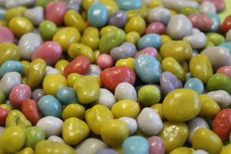 Colorful candies on a white background. A lot of colorful candies.の写真素材
