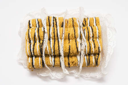 Four tasty cakes on a white background