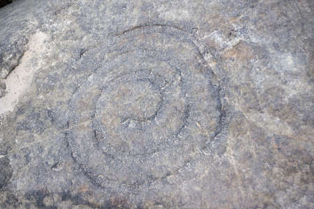 KHABAROVSK REGION, RUSSIA - MAY 14, 2014: Archaeological monument. Petroglyphs Sikachi-Alanのeditorial素材