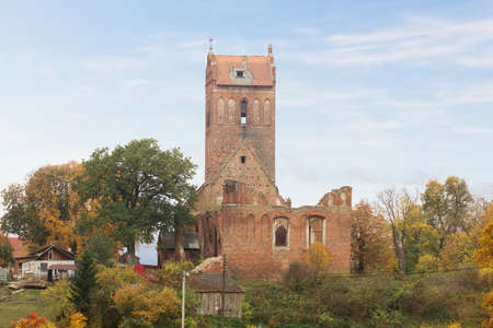 The ruins of the church of Castle Gerdauen in the village Zheleznodorozhny, Kaliningrad region, Russiaの写真素材