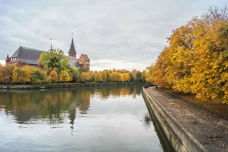 KALININGRAD, RUSSIA - OCTOBER 15, 2014: Cathedral - a symbol of Kaliningrad, a historical and cultural monument, is one of the few Gothic buildings in Russiaのeditorial素材