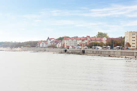 ZELENOGRADSK, KALININGRAD REGION, RUSSIA - OCTOBER 9, 2014: Buildings along the waterfront. Zelenogradsk located on the coast of the Baltic Sea 24 km from Kaliningradのeditorial素材