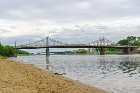 Starovolzhsky bridge over the river Volga in Tver, Russia