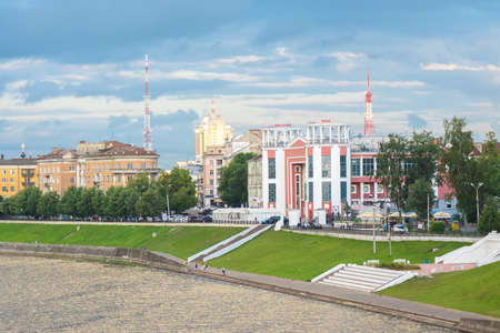 TVER, RUSSIA - JULY 2, 2015: Zvezda Cinema building on the embankment of Stepan Razin in the summer sunny dayのeditorial素材