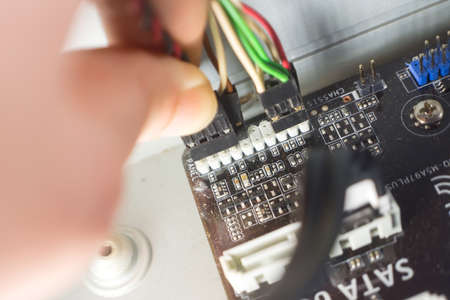 Contacts for connecting the LEDs and buttons of computer