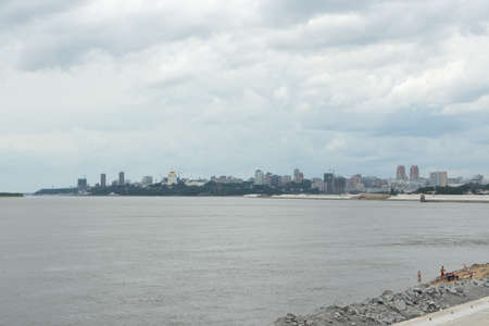 KHABAROVSK, RUSSIA - JULY, 23 2017: View of the Khabarovsk on the river Amur.