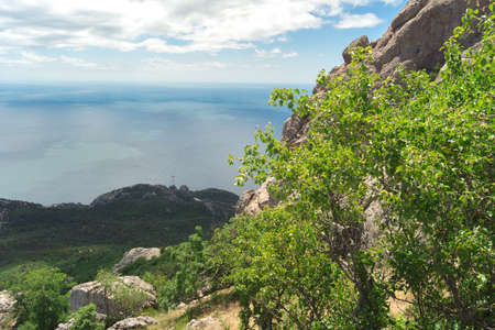 View of the sea and the forest from Ilyas-Kaya mountain on the southern coast of Crimea