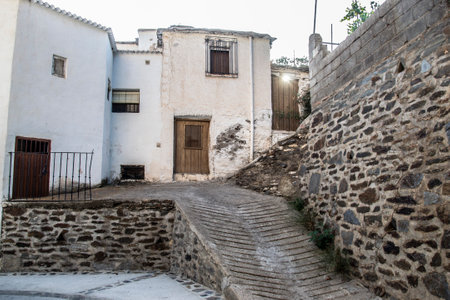 Mairena town houses in the Alpujarra accessed by a rampの写真素材