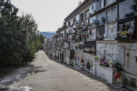Granada, Spain, October 26, 2014: granada cemetery with tombs, pantheons and nicheのeditorial素材