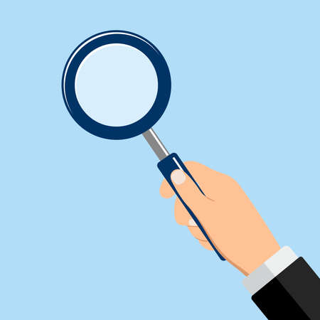 Hand with a magnifying glass icon.のイラスト素材