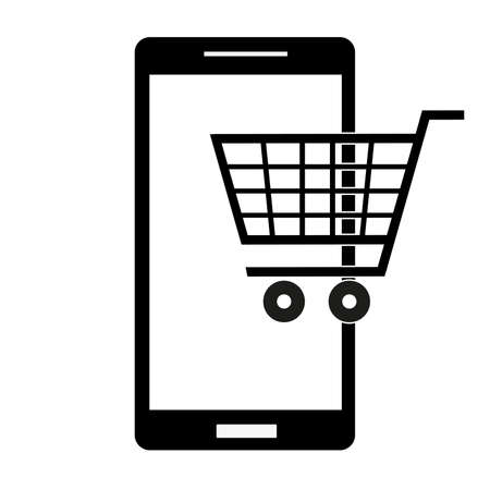 Supermarket icon in the phone on a white backgroundのイラスト素材