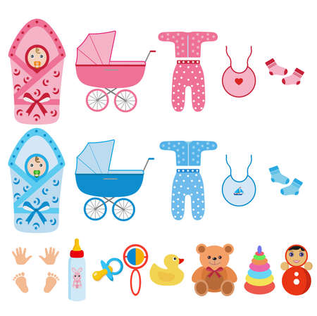 Vector illustration of a newborn set on a white background.のイラスト素材