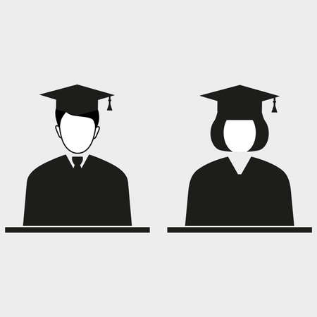 Graduates in a student's hat on a gray backgroundのイラスト素材