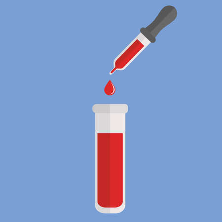 Test tube with blood on blue background illustration.のイラスト素材