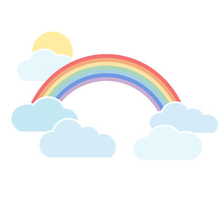 Rainbow with clouds on a white backgroundのイラスト素材