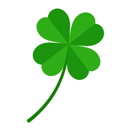 Four leaf green clover leaf in shape of heart, an attribute to St. Patrick's day, abstract clover vector illustration isolated on white background Patrick's dayのイラスト素材
