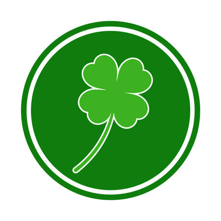 Clover leaf in green circle on white backgroundのイラスト素材