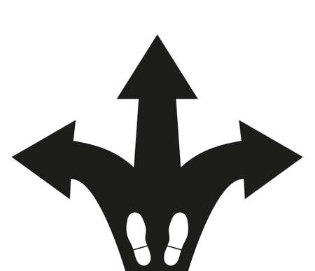 It is a solution to go straight, right or left. Top view, flat design.のイラスト素材