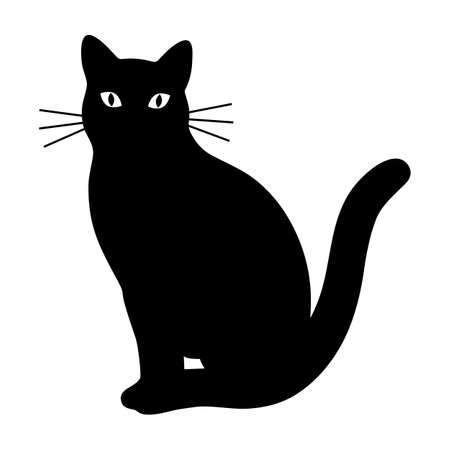black cat silhouette on white backgroundのイラスト素材