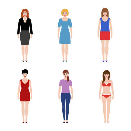 illustration set of women on a white backgroundのイラスト素材