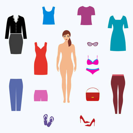 Female fashion set. Women's clothes collectionのイラスト素材