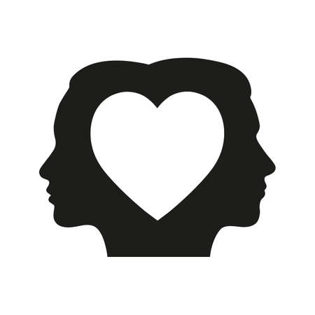 head of a man and a woman with a heartのイラスト素材