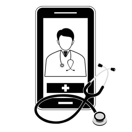 telemedicine and online professional portraitのイラスト素材
