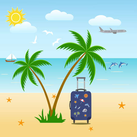 Tropical island with palm trees.のイラスト素材