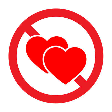 Forbidden sign with heart icon.のイラスト素材