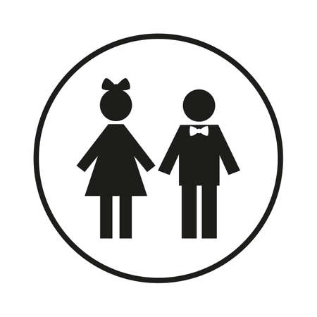 boy and girl on a white backgroundのイラスト素材