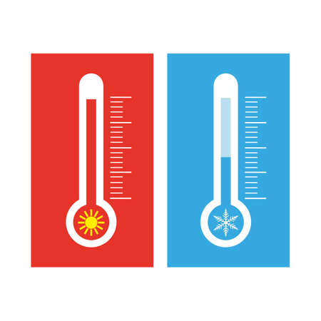 thermometers measuring heat and coldのイラスト素材