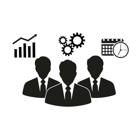 Silhouettes of business people on white background.のイラスト素材